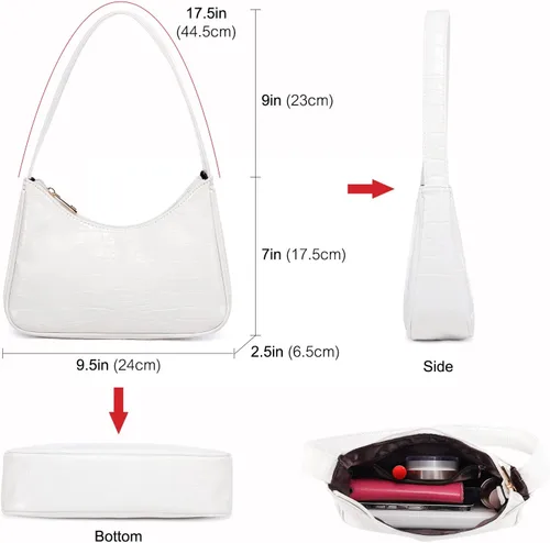 Vista 5 de LOVEVOOK Bolso de hombro para mujer, monedero pequeño con patrón de cocodrilo, bolso de mano de cuero vegano pequeño monedero lindo mini bolso