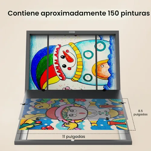 Vista 4 de BAIJIALI Marcos de arte negros para obras de arte infantiles, apertura frontal con capacidad para 150 dibujos, manualidades 3D, 2 paquetes de 8.5 x