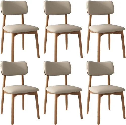 Vista 50 de YVYKFZD Solid Wood Dining Chairs, Kitchen Chairs Set with Curved Backrest, Leather Upholstered Dining Room Chair, Armless Living Room Chair, for