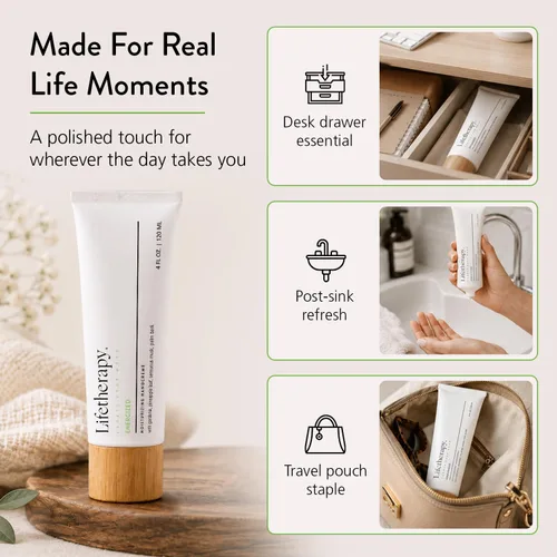 Vista 5 de Lifetherapy Crema de manos hidratante Crema de manos y uñas de aceite de oliva de rápida absorción no grasa (energizada)