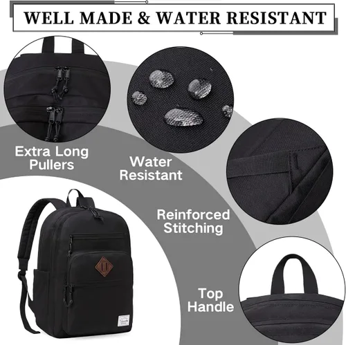 Vista 4 de VASCHY Mochila escolar para hombre, unisex, grande, mochila escolar informal para escuela secundaria, universidad, adolescentes, viajes, trabajo