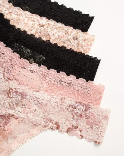 Vista 3 de Jessica Simpson Ropa interior para mujer, paquete de 5 calzones de microfibra elástica con encaje (S-XL)