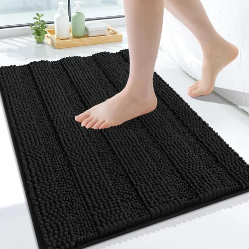 Vista 152 de Grandaily Alfombras de baño de felpilla a rayas de 24 x 16 pulgadas, extra gruesas y suaves, absorbentes, parte trasera de goma, alfombra de ducha