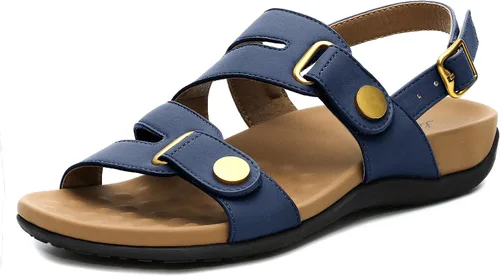 Vista 8 de Littleplum Sandalias ortopédicas para mujer, con soporte de arco, cómodas, planas, ajustables, para caminar, verano, playa