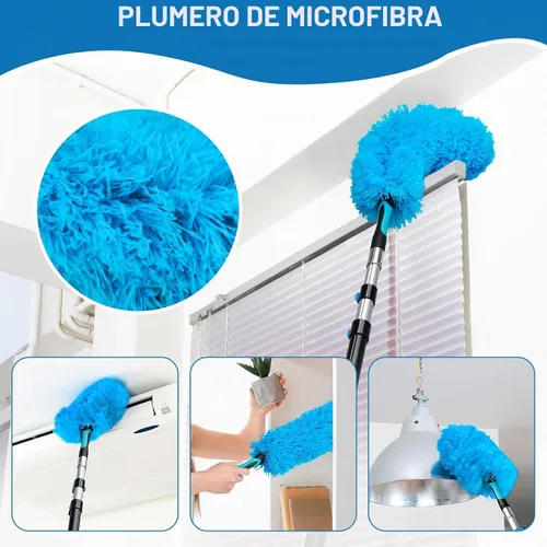 Vista 6 de Ventilador de techo alto de 20 pies con poste de extensión de 5 a 12 pies, telaraña reutilizable extensible y plumero de plumas flexible