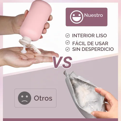 Vista 3 de ASEVAT Botellas de champú y acondicionador de viaje recargables de plástico de 10 onzas, 3 unidades, botella de viaje recargable con tapa abatible