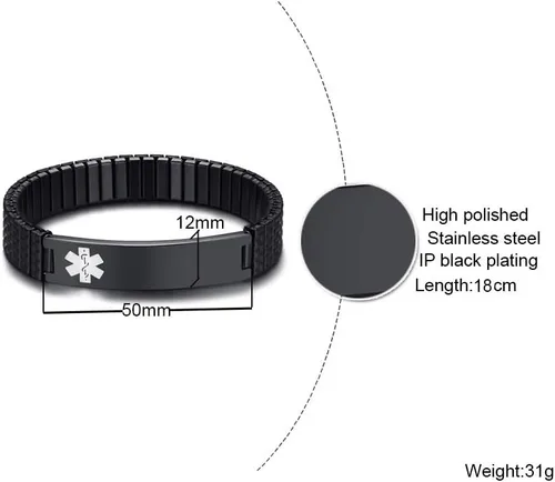 Vista 2 de VNOX Pulsera elástica de acero inoxidable chapado en oro negroplataoro para mujer y niña