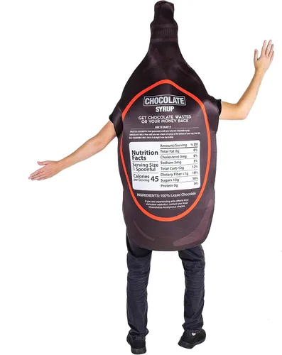 Vista 3 de Disfraz de Halloween de jarabe de chocolate, divertido disfraz de botella para adultos, unisex, talla única