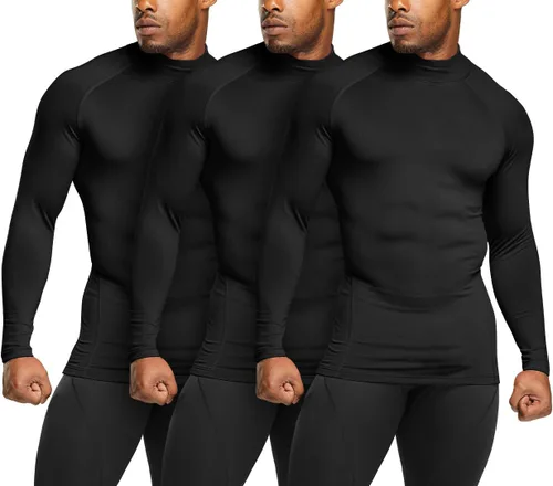 Vista 2 de ATHLIO 2 or 3 Pack Men's Thermal Long Sleeve Compression Shirts, TurtleMock Winter Sports Base Layer, Active Running Shirt