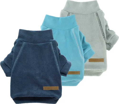 Vista 9 de Fitwarm Paquete de 3 suéteres clásicos de forro polar para perro, ropa de invierno para perros pequeños y niñas, sudadera de cuello alto para perro