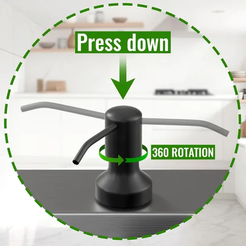 Vista 2 de Dispensador de jabón para fregadero de cocina, dispensador de jabón para fregadero de cocina con botella de 17 oz, recarga desde la parte superior