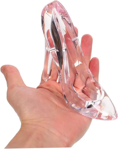 Vista 4 de ABOOFAN Zapatos de tacón alto de cristal, decoraciones de acrílico de princesa, zapatos de tacón alto, zapatillas transparentes, estatuilla, adornos