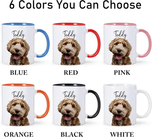 Vista 7 de Taza personalizada para perros – Life is Better with a Dog – Taza de café personalizada de 11 onzas para los amantes de los perros – Taza de foto
