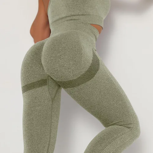 Vista 7 de Pantalones Yoga Mujer mallas de cintura alta Color sólido Pantalones deportivos Largos Pantalones Cintura elástica