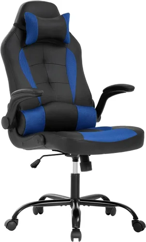 Vista 11 de Silla de juegos grande y alta, silla ergonómica de escritorio para computadora, cómoda silla de oficina ajustable de altura ajustable con soporte