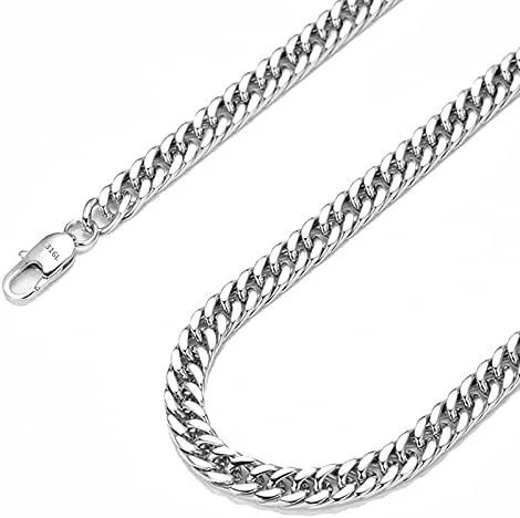 Vista 3 de Q&S Jewels Cadena de eslabones cubanos Miami de 0.177 in, chapada en oro de 18 quilates, cadena de acero inoxidable para hombres y mujeres, joyería
