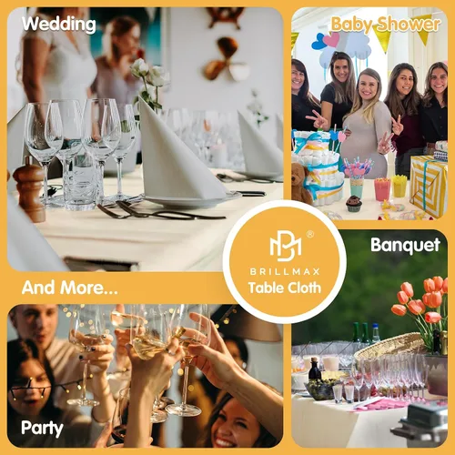 Vista 9 de BRILLMAX - Manteles para mesa rectangular de 6 pies, tela de lino de poliéster, lavable, para boda, recepción, banquete, fiesta de cumpleaños, 60 x