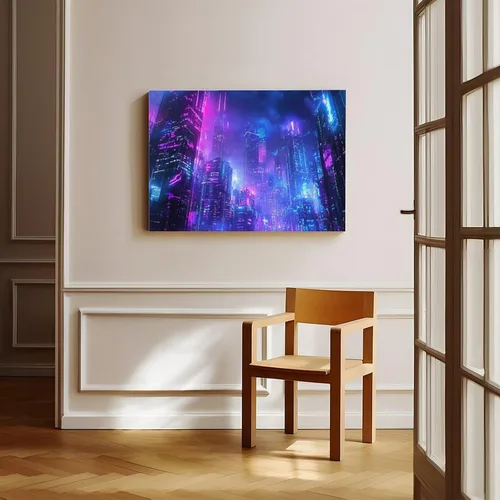 Vista 8 de Neon Cyberpunk Urban Art Print – Futuristic Night City Poster – Edgy Retro Subculture Wall Decor Poster Print for Teen Boys Room Wall Art Canvas