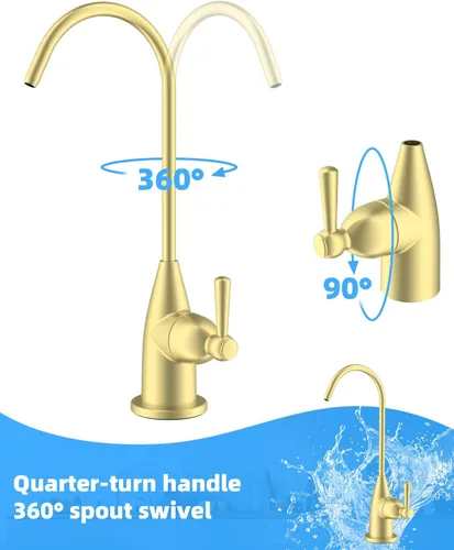 Vista 5 de Hibbent Grifo de Agua Potable para Barra y Fregadero de Cocina, Grifo de Ósmosis Inversa RO de Acero Inoxidable para Sistema de Filtración Bajo