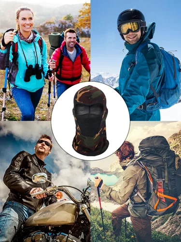 Vista 6 de Pasamontañas de invierno de 6 piezas, transpirable, cubierta facial de esquí, protección contra el polvo, cubierta de cuello largo para actividades