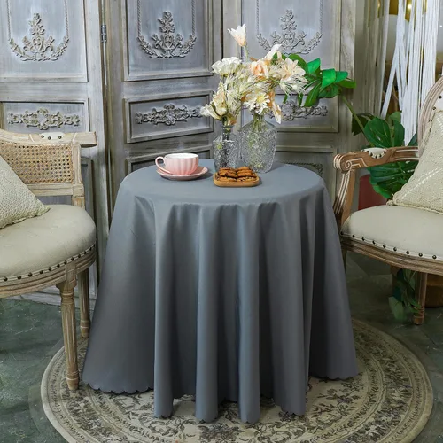 Vista 13 de JYFLZQ Mantel redondo negro de 70 pulgadas para mesas de 4 pies, lavable a máquina, duradero, tela de poliéster gruesa, para fiestas, banquetes