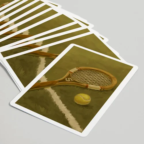Vista 5 de Lantern Press Raqueta de tenis, pintura al óleo (52 cartas de juego, baraja de cartas de tamaño póker con comodines)