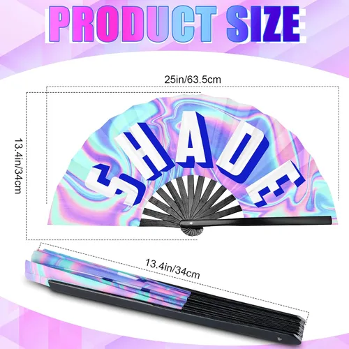 Vista 2 de Amyhill 3 ventiladores de mano grandes de bambú, ventilador plegable icónico de mano, ventilador chino de mano, para mujeres y hombres, festivales