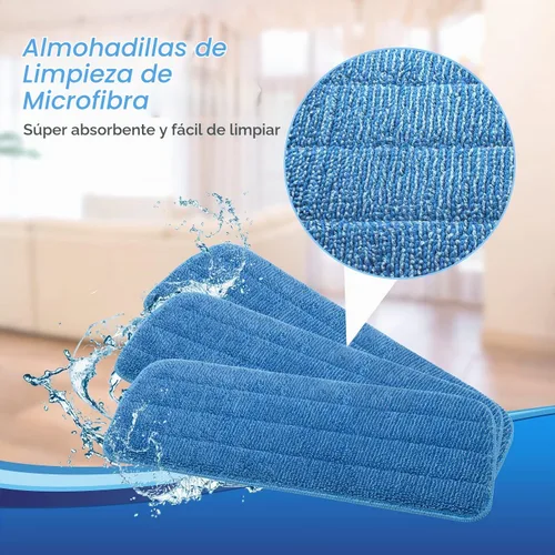 Vista 3 de Paquete de 3 almohadillas de microfibra de repuesto para mopas húmedas y secas, almohadillas reutilizables para trapeadores en aerosol, compatibles