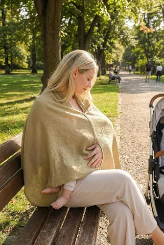 Vista 5 de TADO MUSLIN Paquete de 2 fundas de muselina para lactancia materna, 100% algodón orgánico, para mamá, delantal de lactancia de privacidad, suave