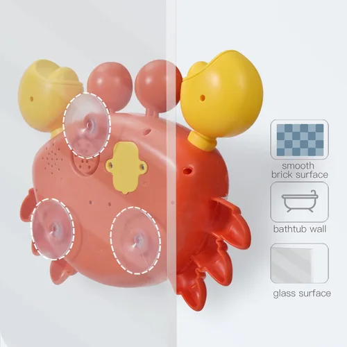 Vista 7 de Charmspal Juguete de baño para niños pequeños, juguetes de baño de cangrejo para niños, juguetes de bañera con burbujas musicales, juguetes de baño