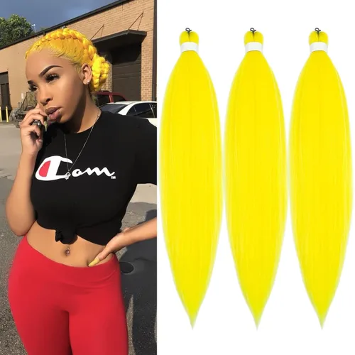 Vista 34 de Pelo trenzado corto 1B negro preestirado Extensiones de pelo trenzado para niños para trenzas de caja sin nudos, pelo trenzado preestirado de 16