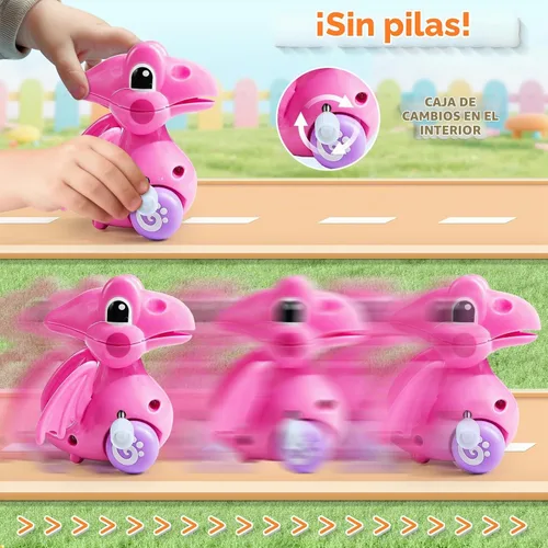 Vista 2 de Beestech Juguetes de dinosaurio de cuerda para niñas de 3, 4, 5, 6 años