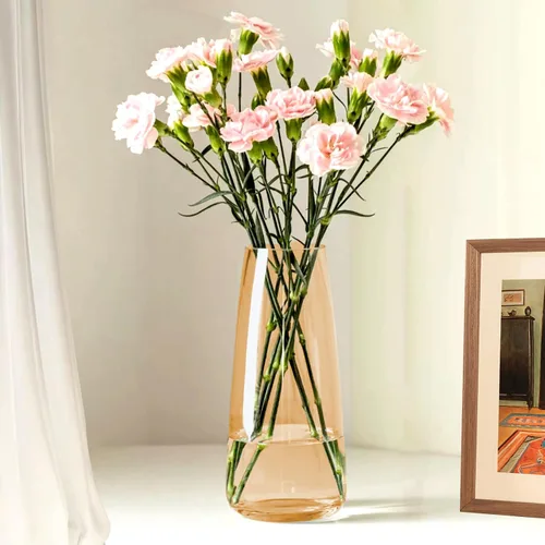 Vista 2 de Aoderun - Jarrón de vidrio para flores, jarrones modernos, decoración del hogar, jarrón único para ramos de flores de 22 cm, jarrón para centro