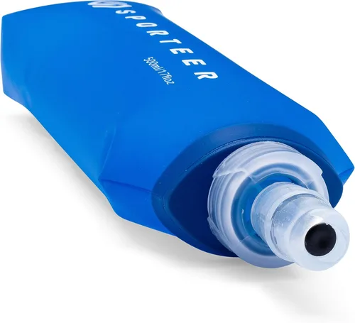 Vista 2 de Sporteer Botella de agua plegable de 16.9 fl oz (paquete de 2) a prueba de fugas para cinturones de correr, riñoneras y dispositivos de mano