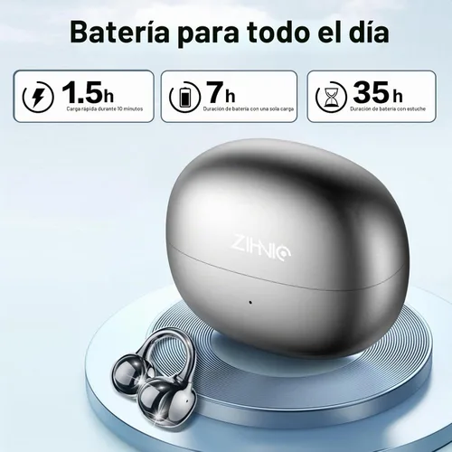 Vista 6 de ZIHNIC S26 Auriculares Inalámbricos con Clip, Auriculares Inalámbricos de Oído Abierto Bluetooth 5.4 con Micrófono, IPX5 Resistente al Agua, 35 Negro