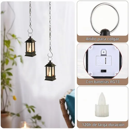 Vista 3 de Paquete de 24 mini linternas negras decorativas para interiores