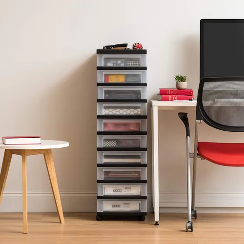 Vista 2 de IRIS Organizadores y almacenamiento de plástico USA Craft, carrito de almacenamiento rodante para suministros de aula y gabinete de almacenamiento