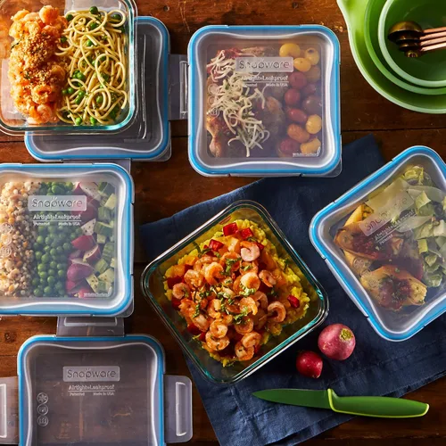Vista 3 de Snapware Total Solutions - Juego de recipientes de vidrio para almacenamiento de alimentos (paquete de 5, 4 tazas), tapas herméticas y a prueba