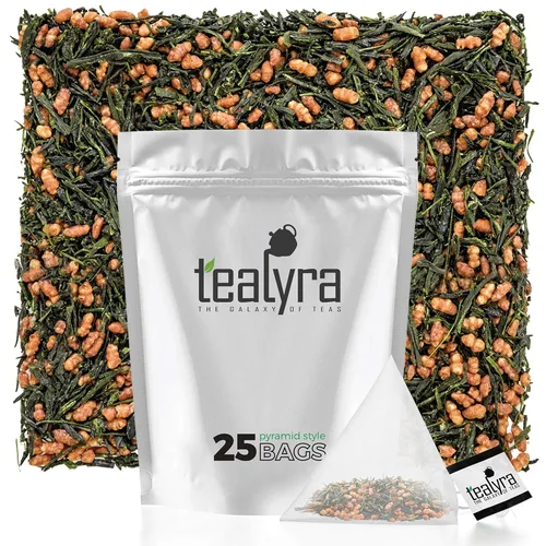 Vista 6 de Tealyra - Imperial Gyokuro Genmaicha - Té japonés de hojas sueltas - Té verde Gen Mai Cha con arroz tostado integral - Nivel de cafeína bajo - 3.53