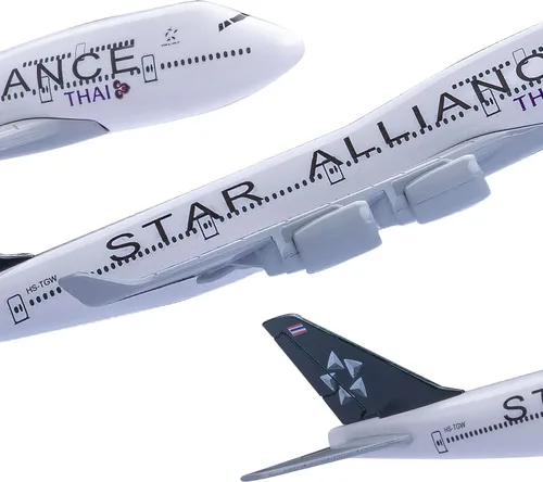 Vista 4 de 1:400 Modelo Star Alliance 747 Plano de aleación fundido a troquel para regalo, decoración del hogar y de la oficina
