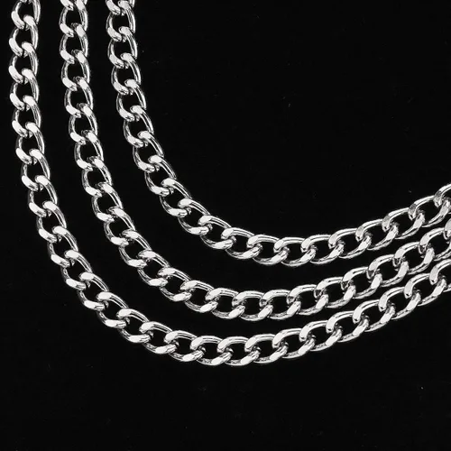 Vista 3 de Glamorstar Cinturones de metal multicapa para mujer, cinturón de metal