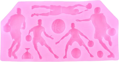 Vista 4 de Mujiang Moldes de silicona para baloncesto Deportes Tema Fondant Moldes Set Estilo a
