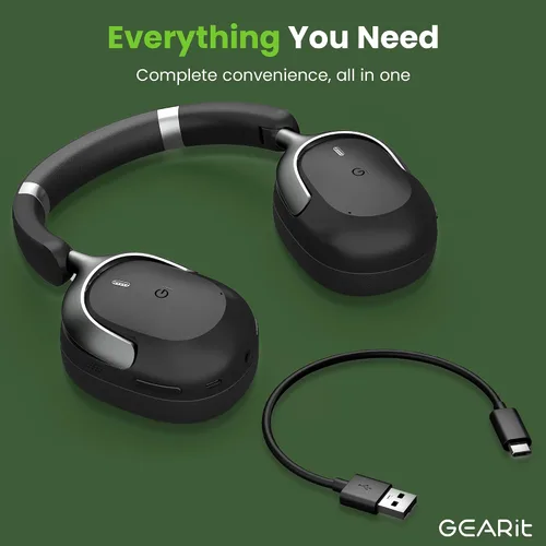 Vista 8 de GEARit Auriculares Bluetooth sobre la oreja compatibles con iPhone y Android, auriculares con cancelación de ruido, inalámbricos, multipunto, tiempo