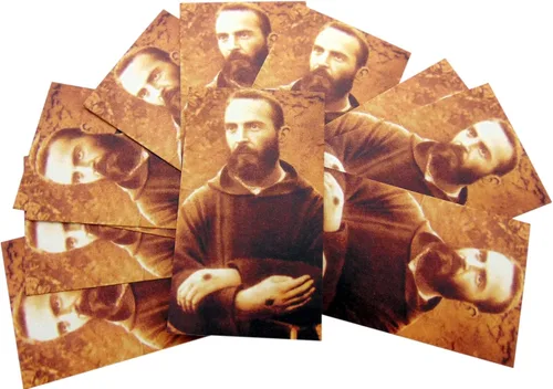 Vista 2 de Westmon Works St Padre Pio - Juego de cartas sagradas de oración en la espalda, patrón santo (10 unidades)