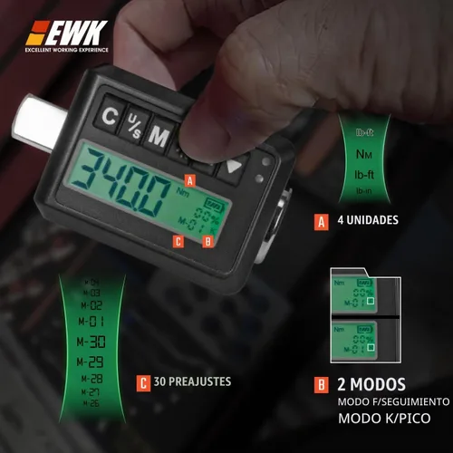 Vista 6 de EWK - Adaptador de par digital de 1/2 pulgada (12,5 a 250 pies-libras)