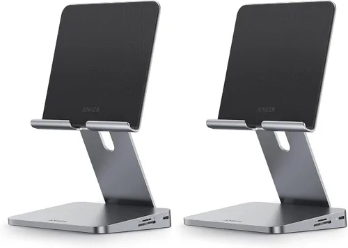 Vista 8 de Anker Hub USB C para iPad, 551 USBC Hub (8 en 1), con soporte plegable para tableta, HDMI 4K, 2 puertos de datos USB-A, para iPad Pro 5ª