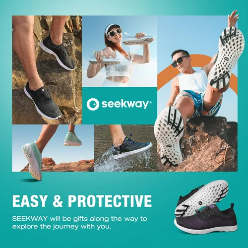 Vista 7 de SEEKWAY Zapatos de agua para hombre y mujer, secado rápido, zapatos acuáticos descalzos, playa, caminar, kayak, canotaje, deportes acuáticos SP006