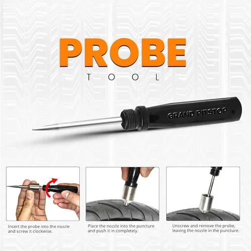 Vista 4 de GRAND PITSTOP Kit de Reparación de Pinchazos con Pistola para Neumáticos Sin Cámara con Tapón de Hongo para Pinchazos y Desinflados de Neumáticos