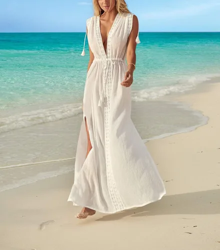 Vista 3 de Wander Agio - Cubre bikini conservador para mujer, Kimono de playa, bata con estampado cubierta estampada color marrón