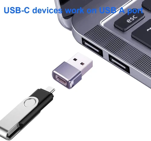 Vista 4 de QCEs Adaptador USB a USB C, 2 unidades USB-C hembra a USB macho convertidor de cargador para iPhone 17/16/15/14/13/12/11 Pro Max CarPlay, Apple